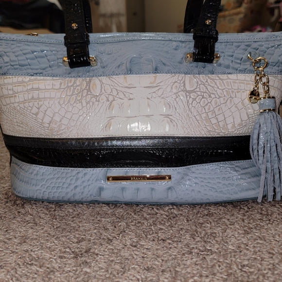 Brahmin Mini Asher Croc Embossed Leather Handbag Purse • Rare Color • Like New - Picture 2 of 16
